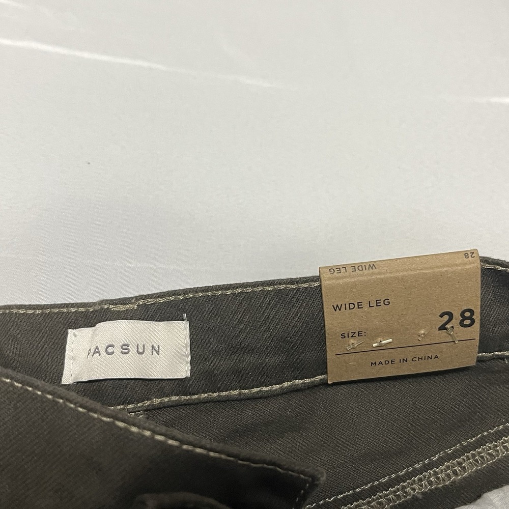 NWT PacSun Wide Leg Cargo Pants Olive Green High Rise Size 28 Streetwear - Picture 3 of 8